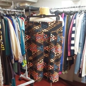 Lula Roe Geometric Patterned Black Skirt